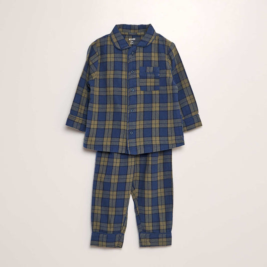 Long flannel pyjama set - 2-piece set BLUE