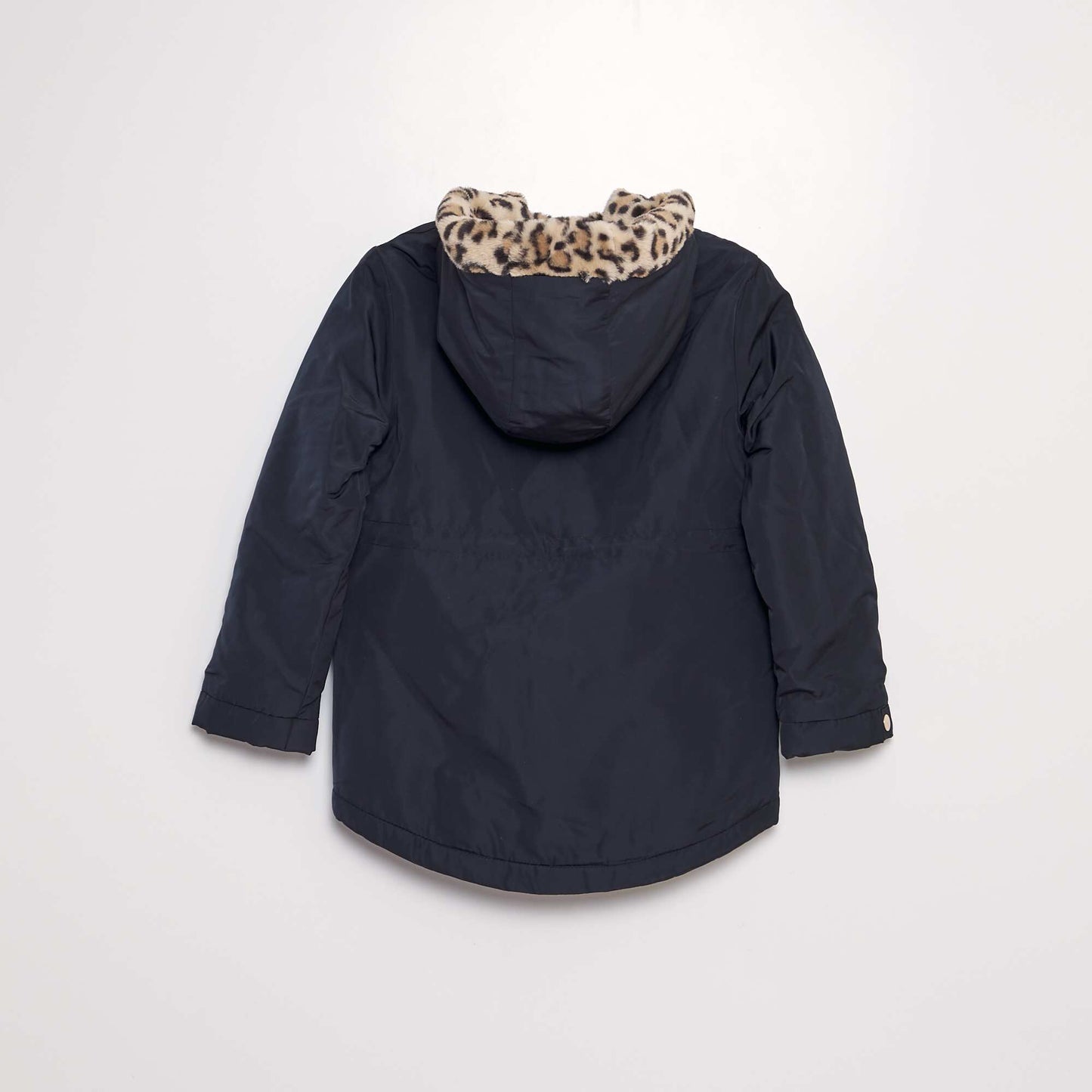 Parka with leopard print faux fur black