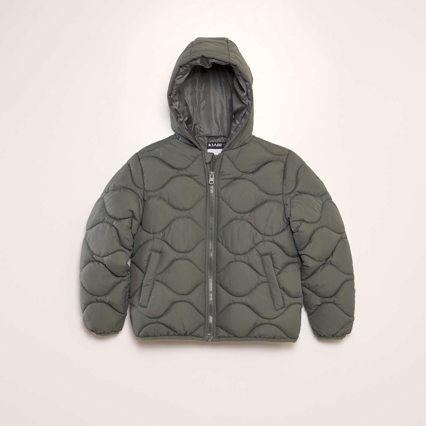 Quilted padded jacket with hood KHAKI