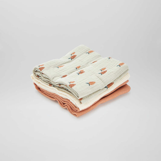 Pack of 3 muslin squares KHAKI