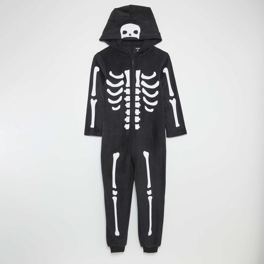 Skeleton fleece onesie - Halloween BLACK