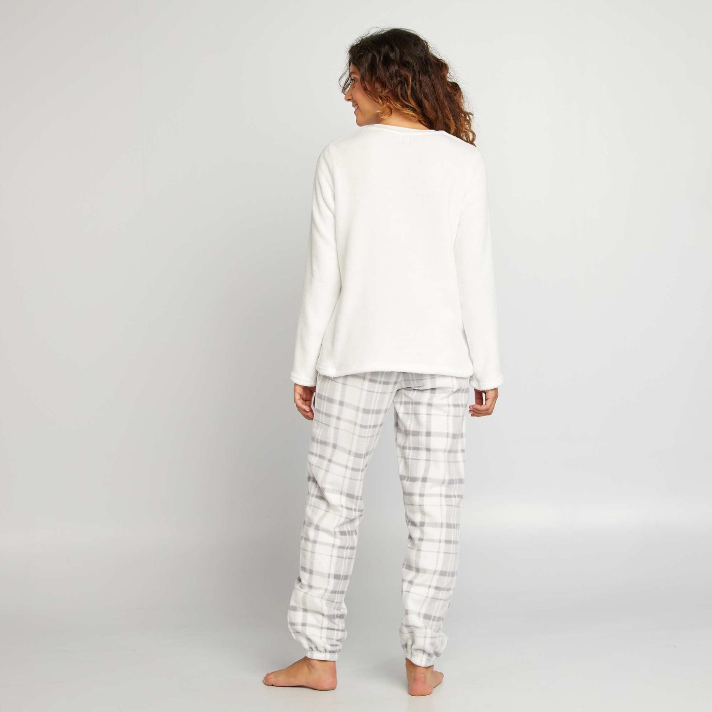 Fleece sweatshirt and trouser pyjama set - 2-piece set WHITE