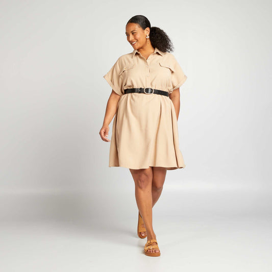 Short safari-style dress BEIGE