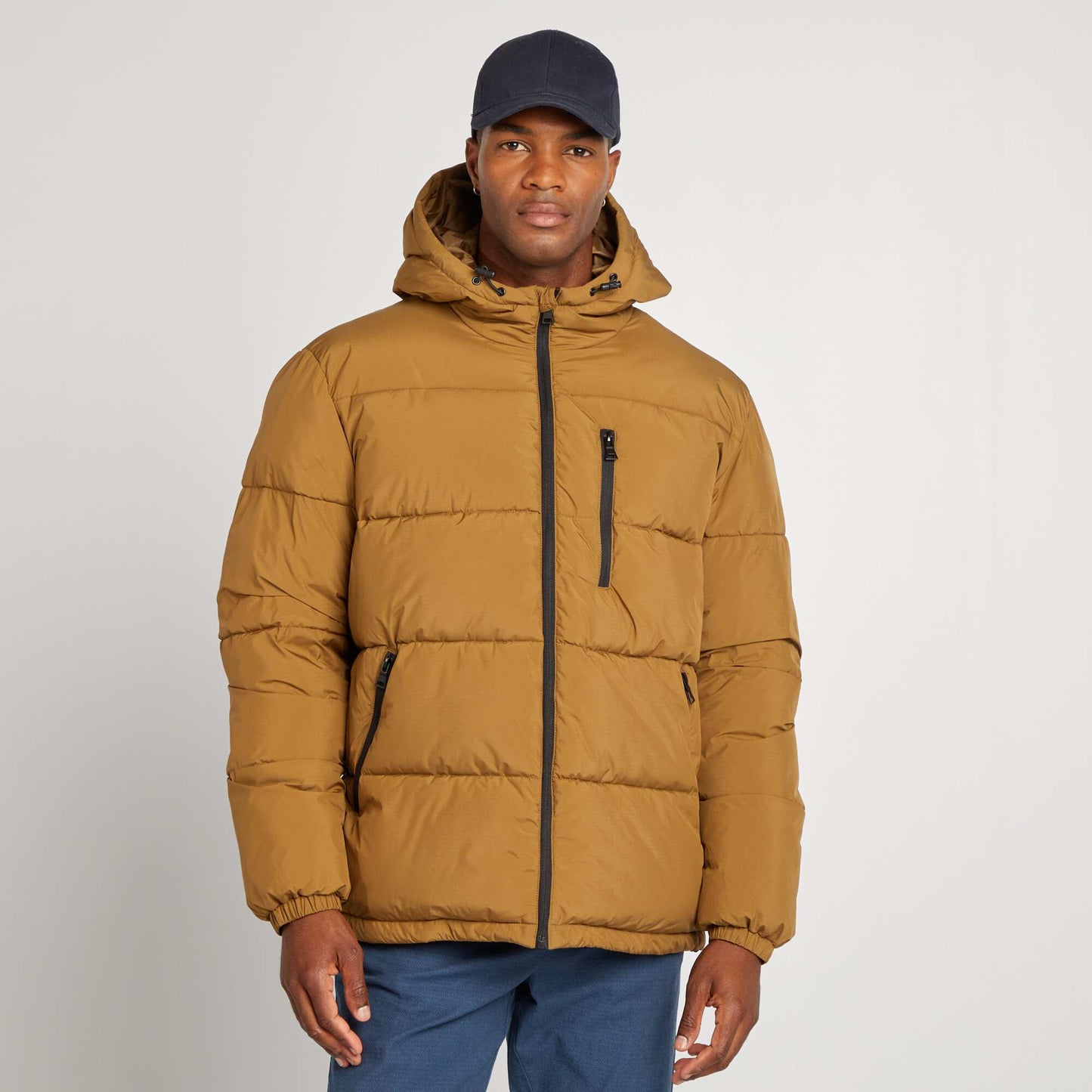 Quilted padded jacket with hood BEIGE