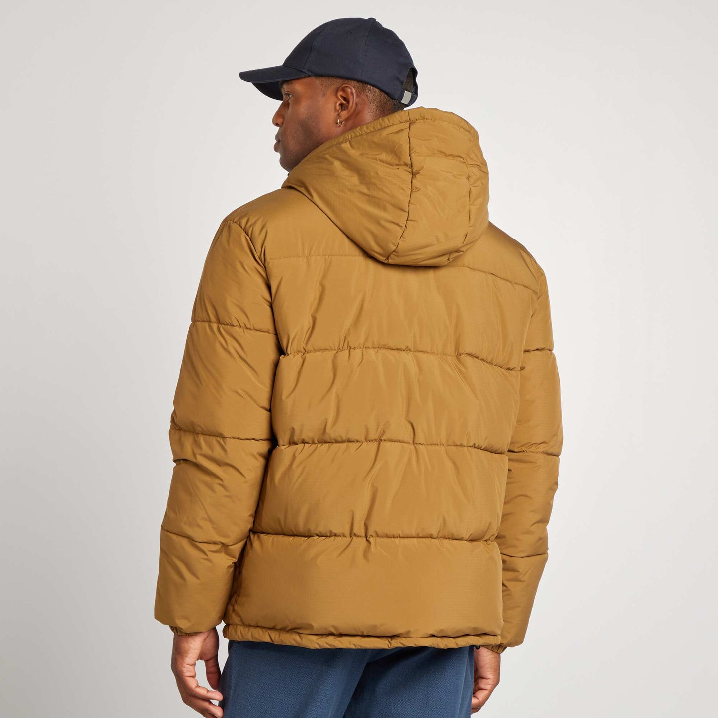 Quilted padded jacket with hood BEIGE