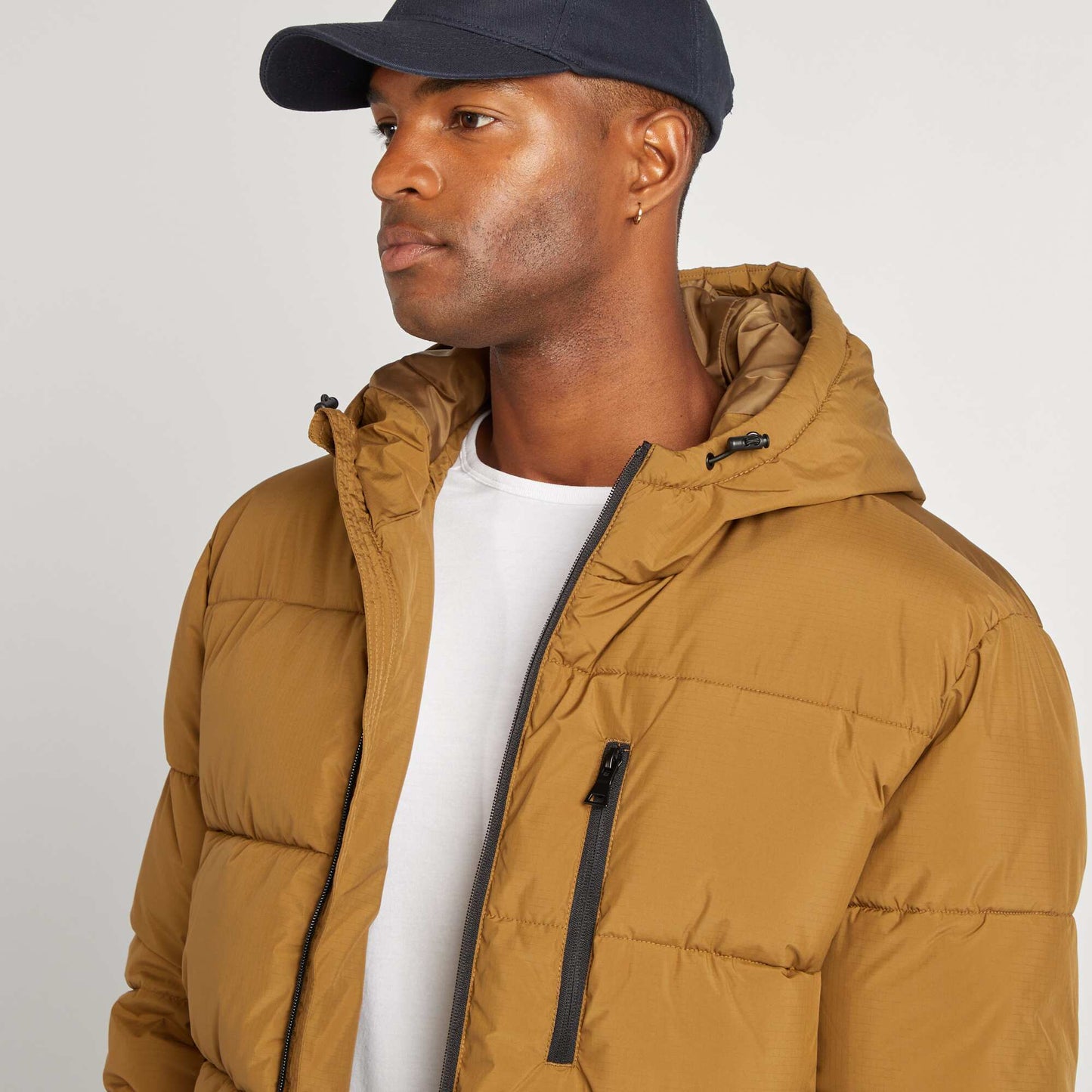 Quilted padded jacket with hood BEIGE