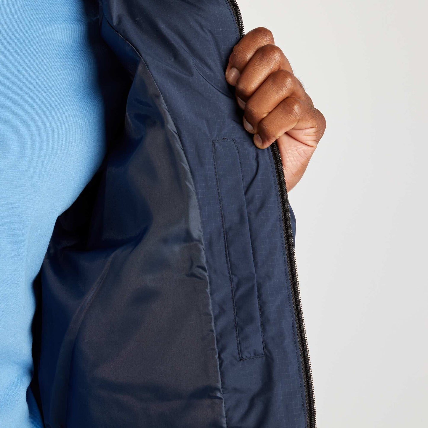 Quilted padded jacket with hood blue