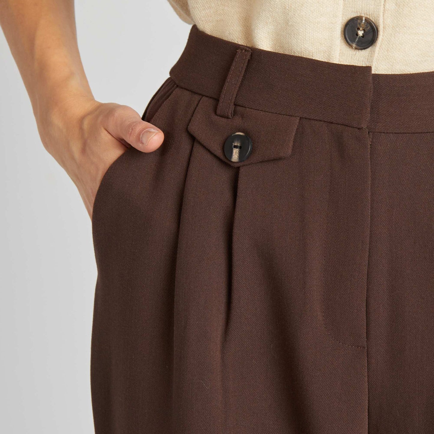 Wide-leg tailored trousers BROWN