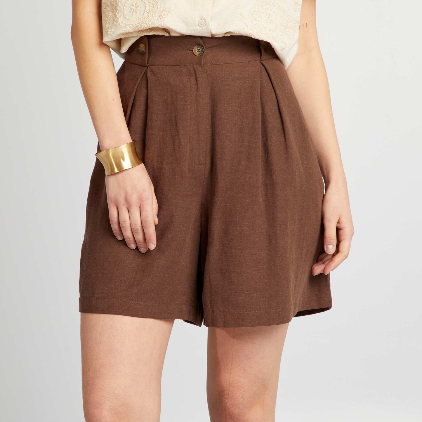 Linen tailored shorts BROWN