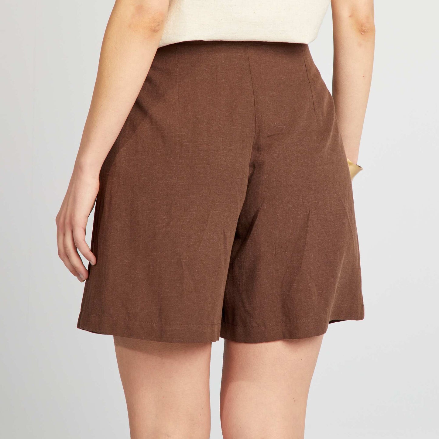 Linen tailored shorts BROWN