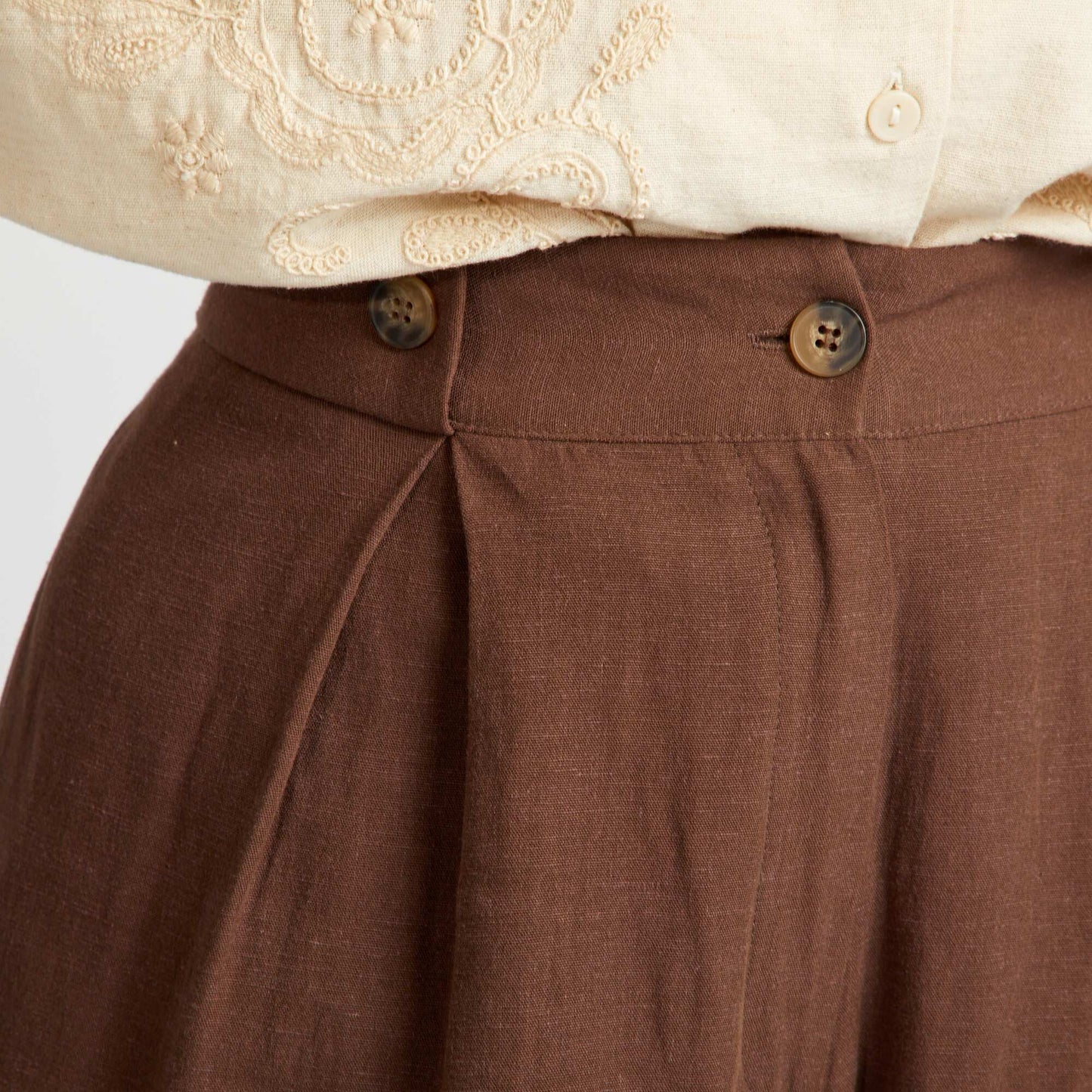 Linen tailored shorts BROWN