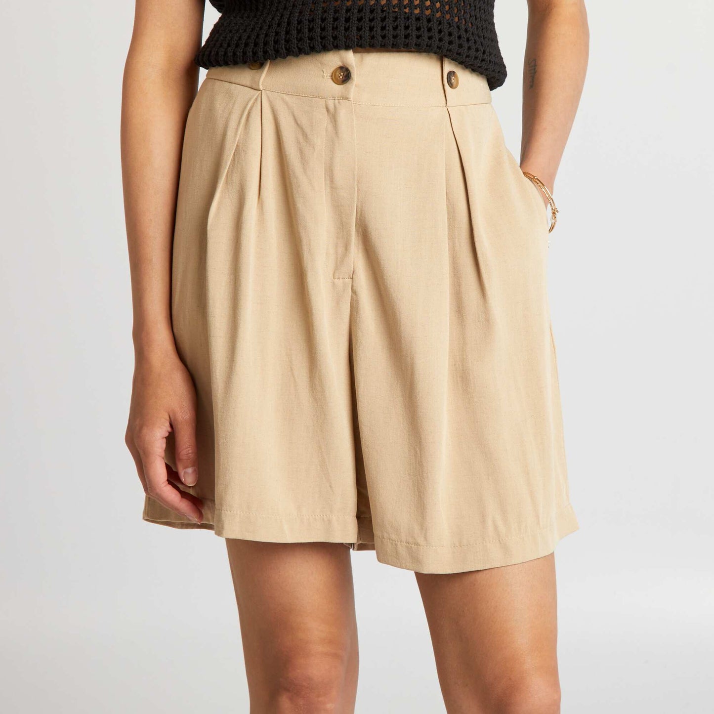 Linen tailored shorts BEIGE