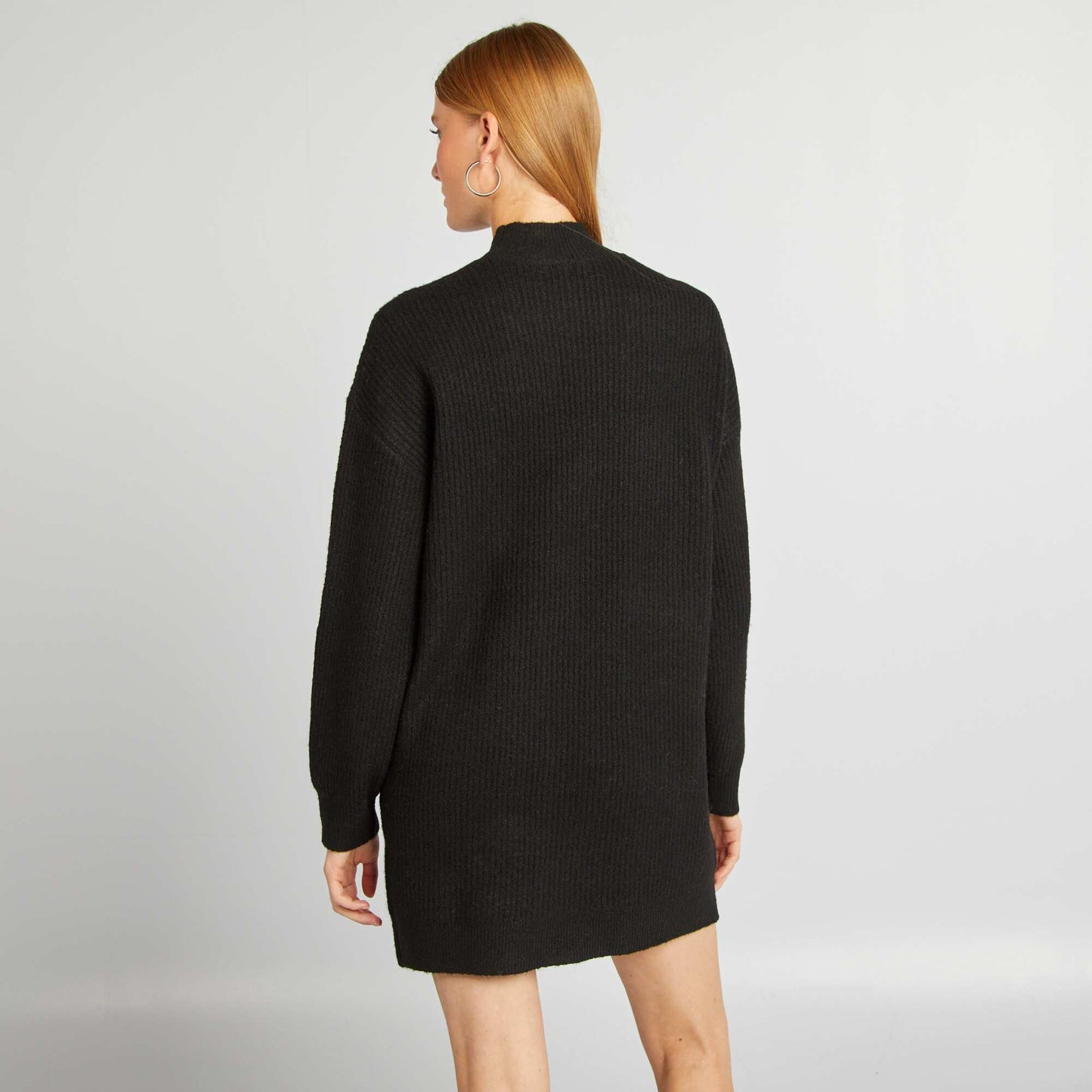 Knit jumper dress with crew neck black