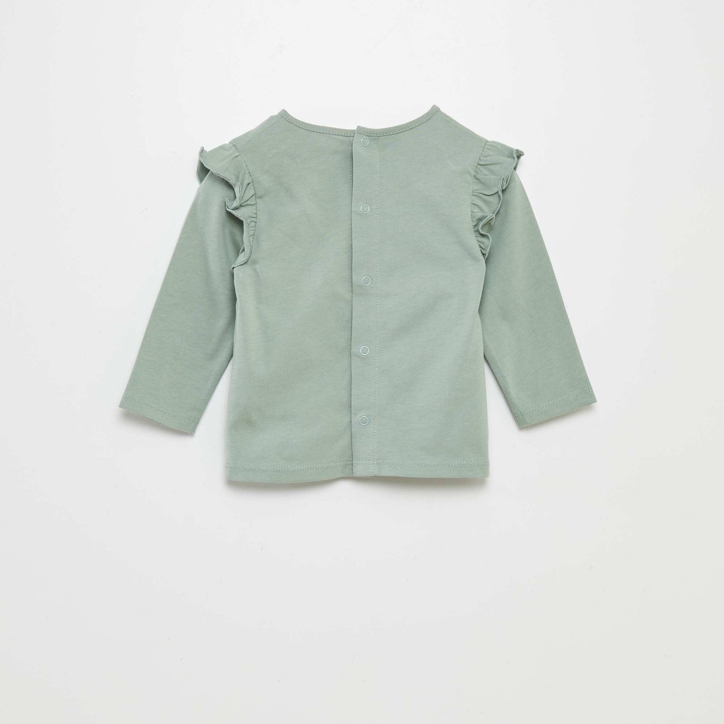 T-shirt with ruffled shoulders GREEN