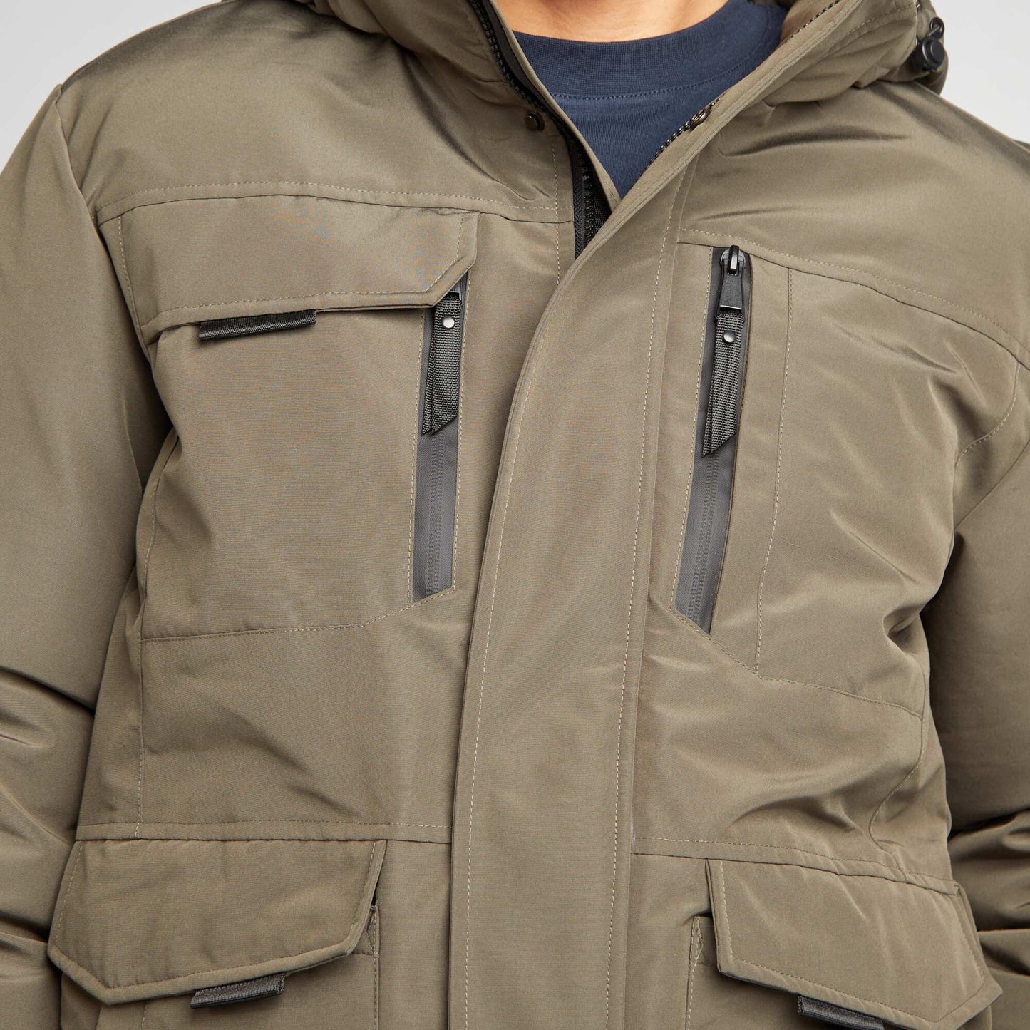 Showerproof parka with hood KHAKI