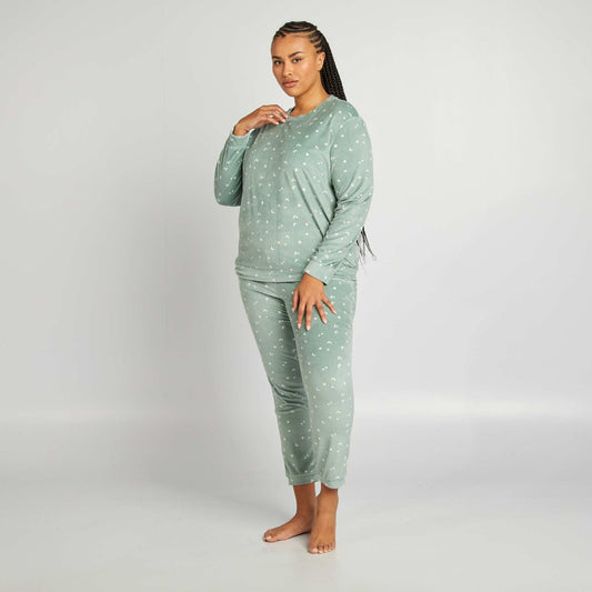 Printed velour pyjamas GREEN