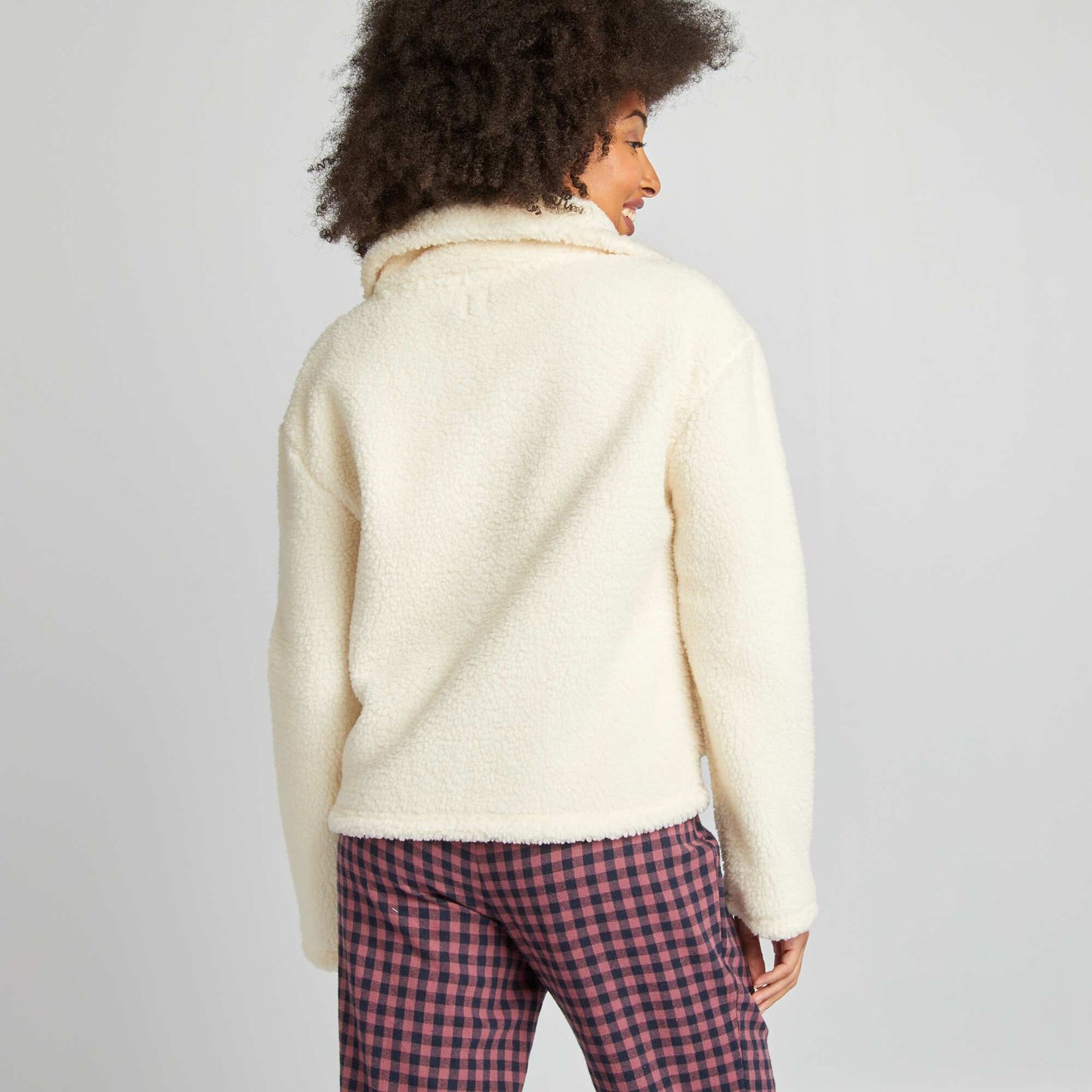 Sherpa sweatshirt with high neck WHITE