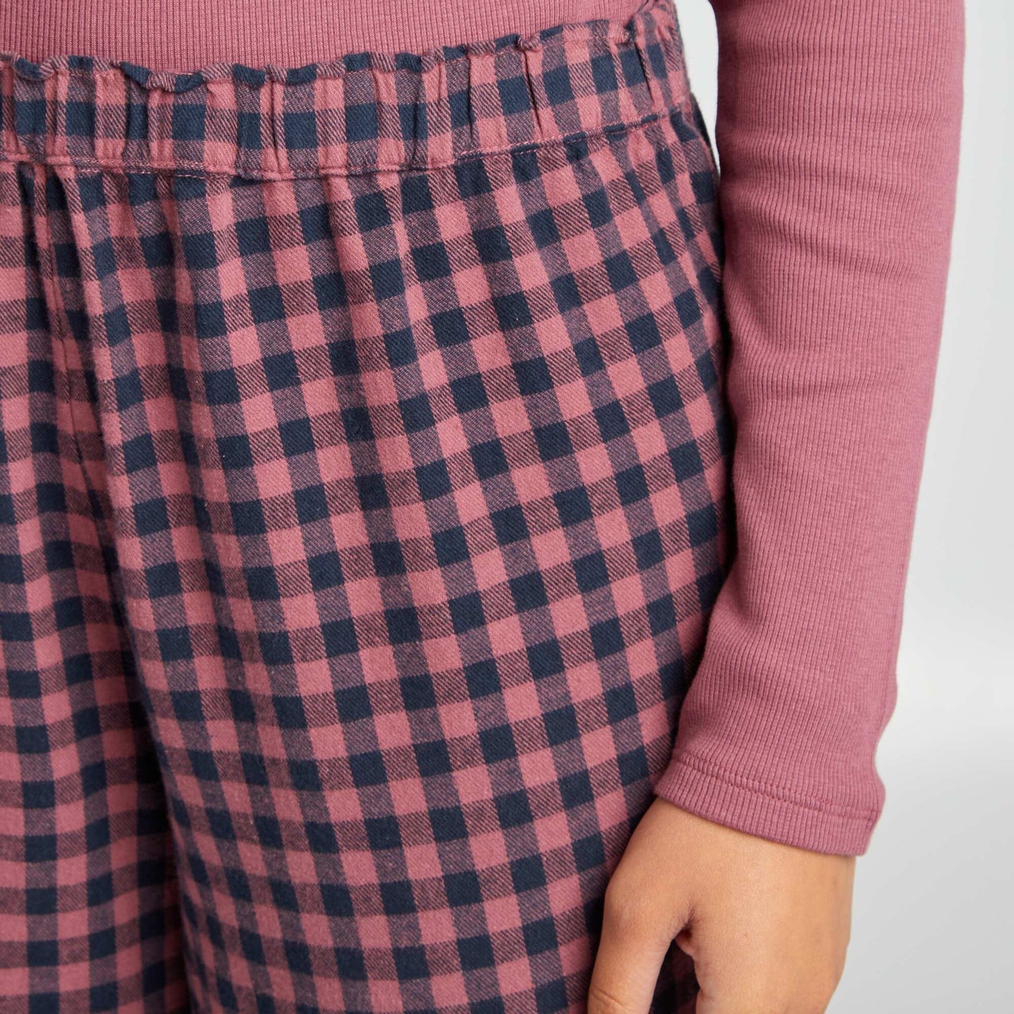 Checked T-shirt + trousers pyjama set PINK