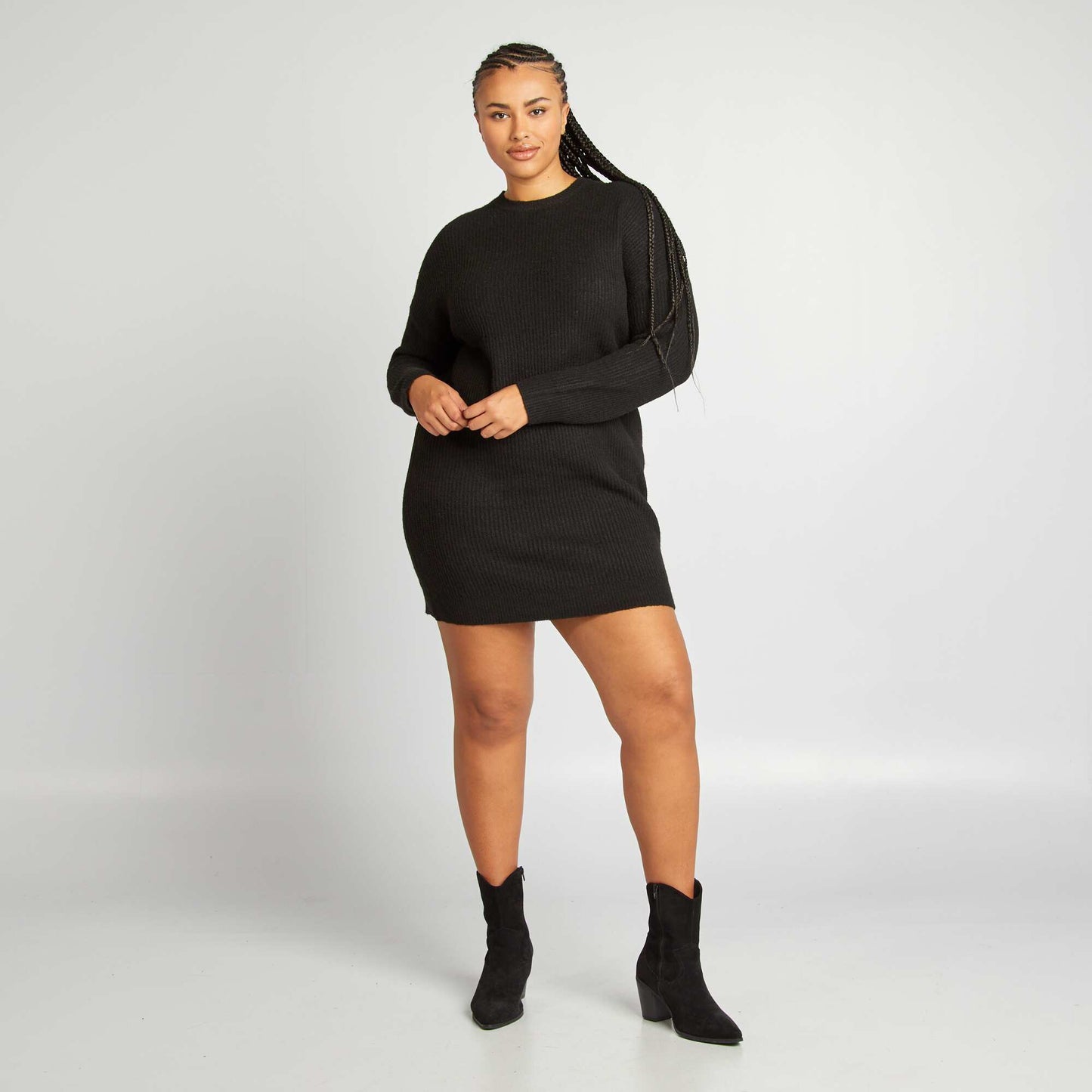 Short knitted sweater dress black