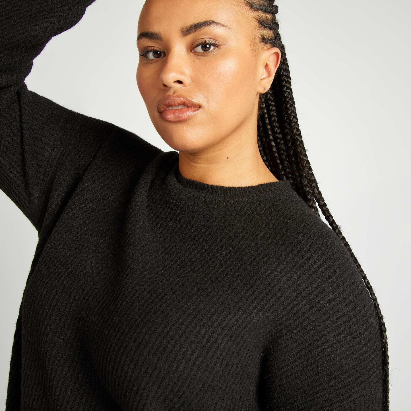 Short knitted sweater dress black