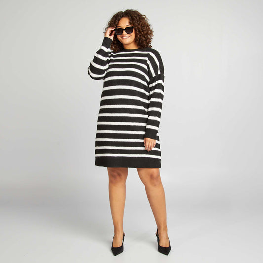 Short knitted sweater dress BLACK