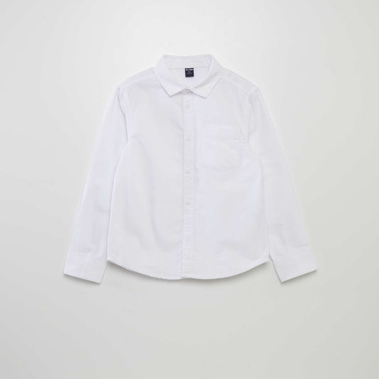 Long-sleeved Oxford shirt white