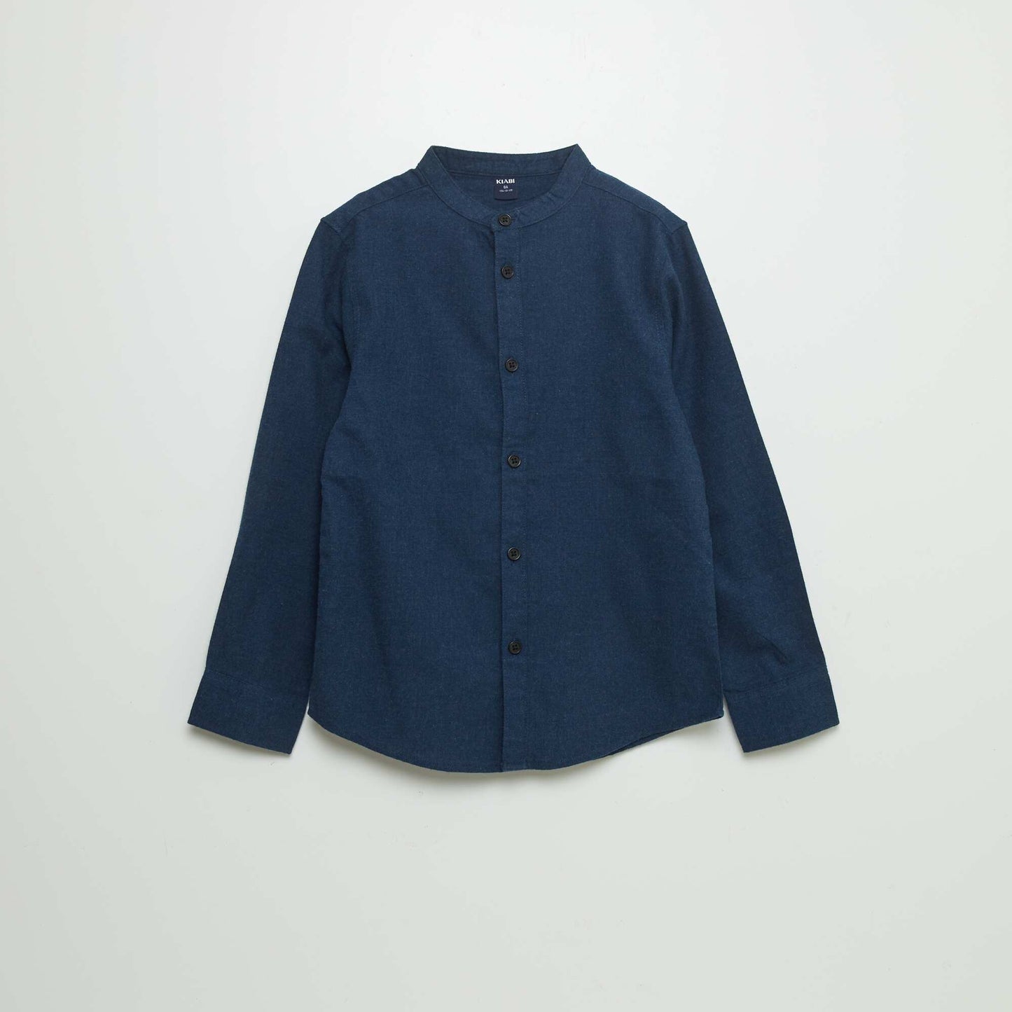 Flannel shirt with mandarin collar BLUE