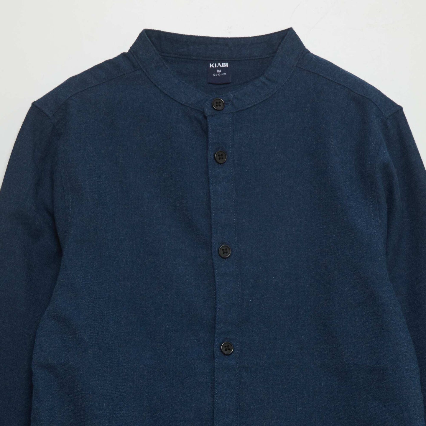 Flannel shirt with mandarin collar BLUE