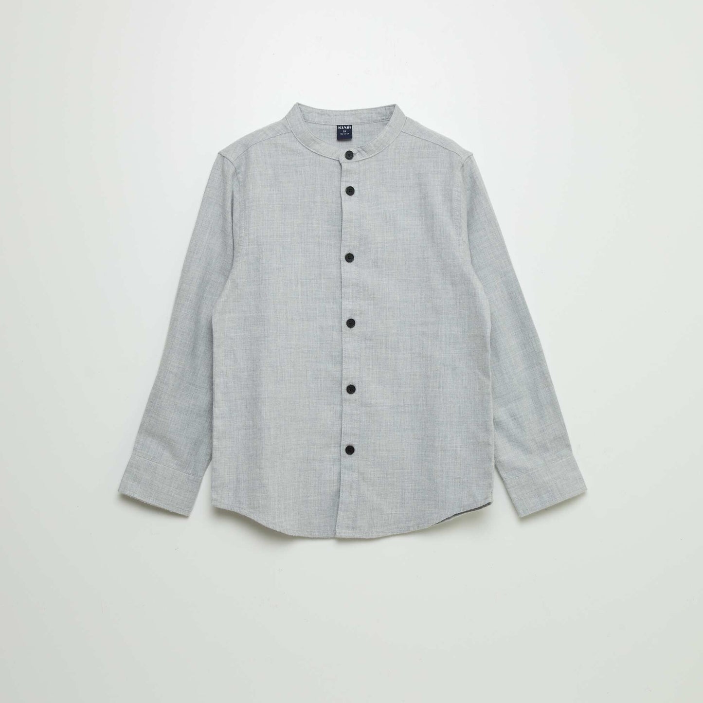 Flannel shirt with mandarin collar GREY