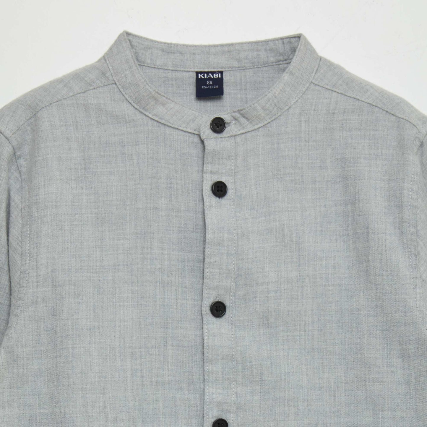 Flannel shirt with mandarin collar GREY