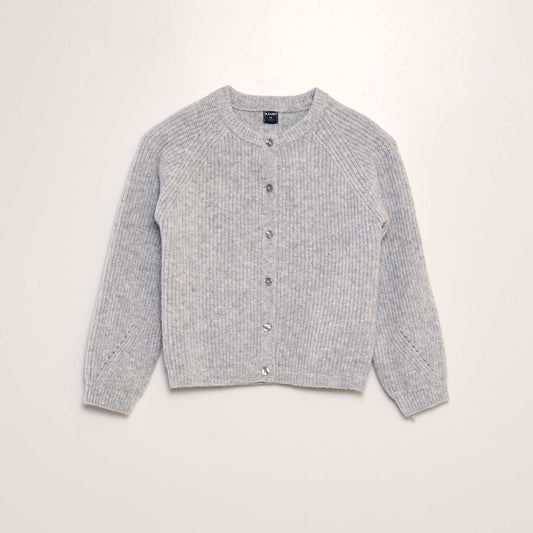 Knitted round-neck cardigan GREY