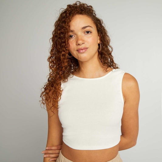 Backless cropped vest top WHITE