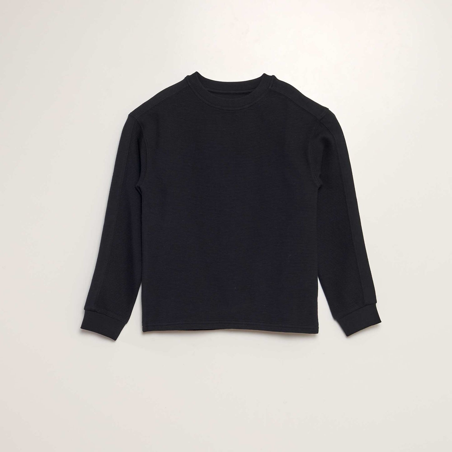 Roomy ribbed knit T-shirt black