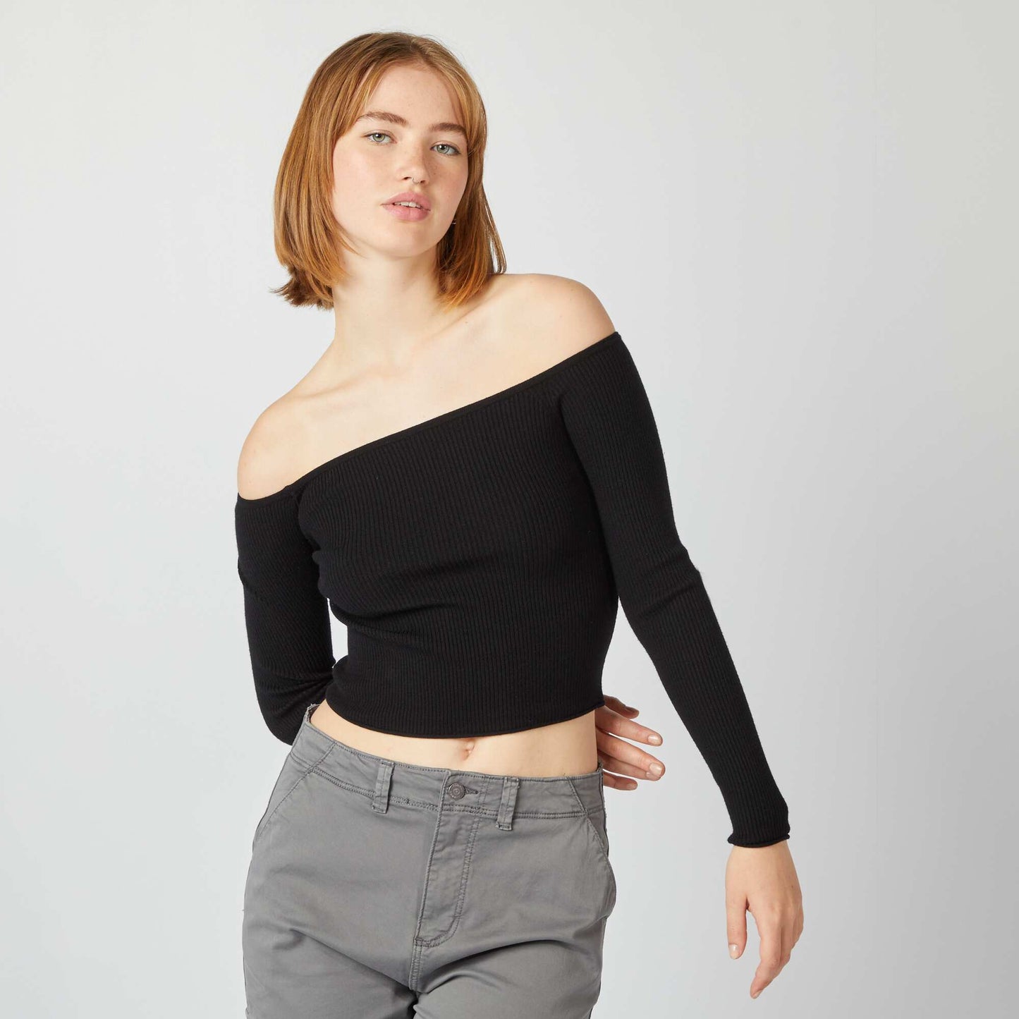 Cropped Bardot sweater black