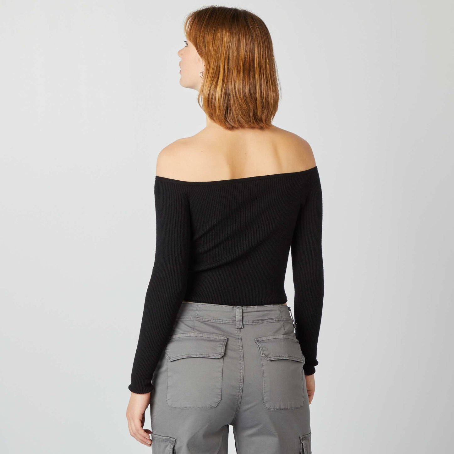 Cropped Bardot sweater black