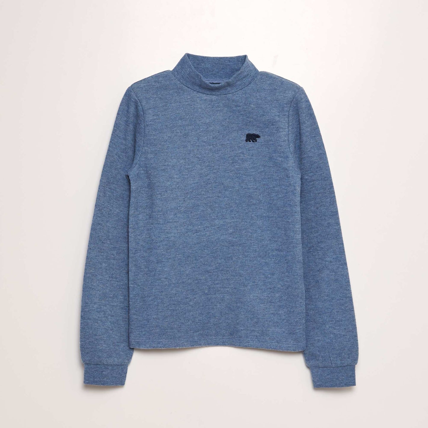 Lightweight ribbed polo neck sweater BLUE