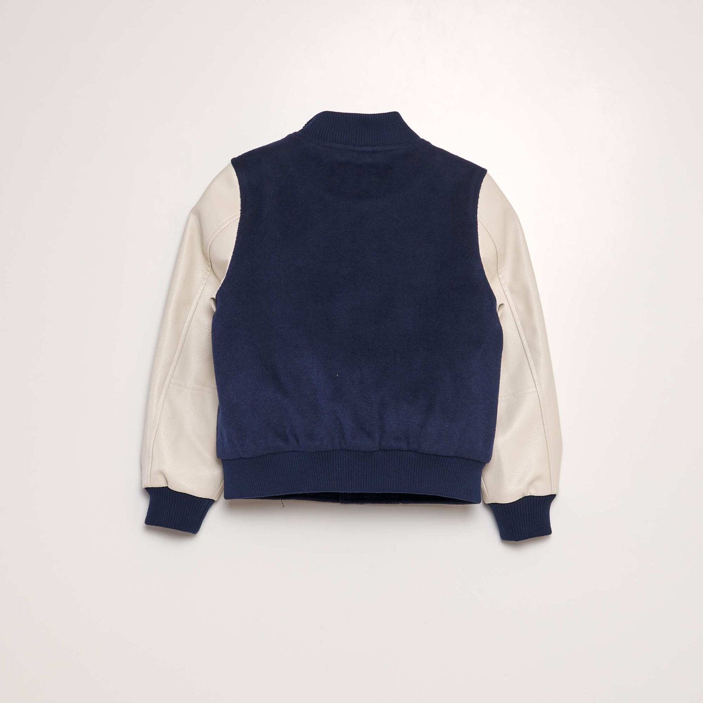 Varsity-style dual fabric jacket BLUE