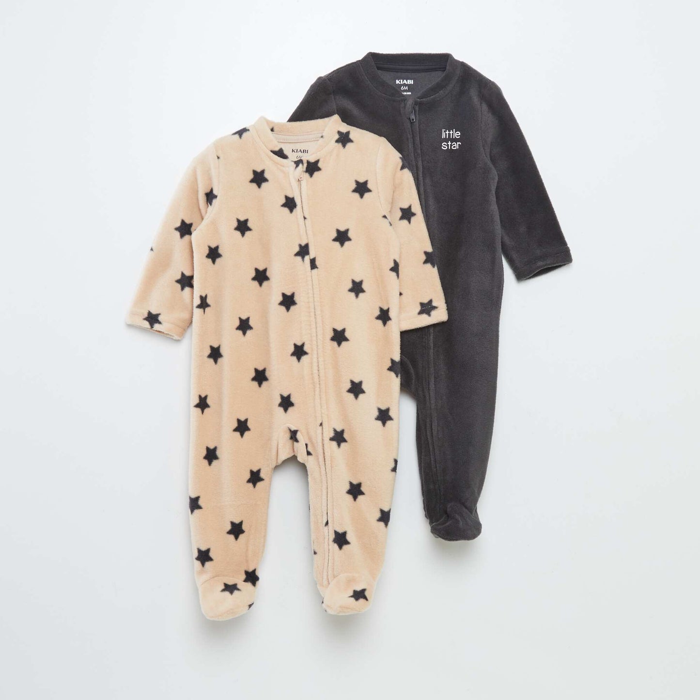 Pack of 2 fleece sleepsuits BEIGE