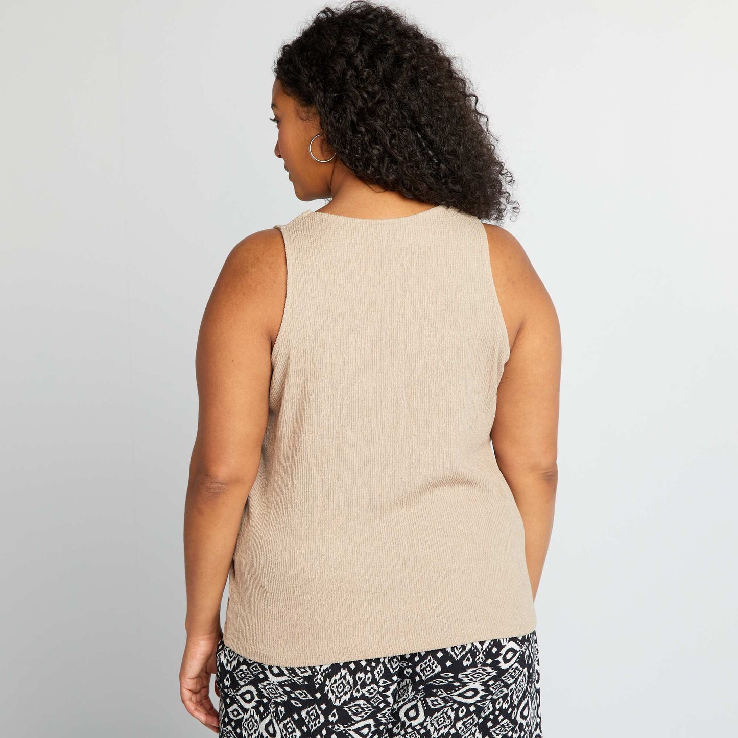 Waffle-knit loose-fit vest top BROWN