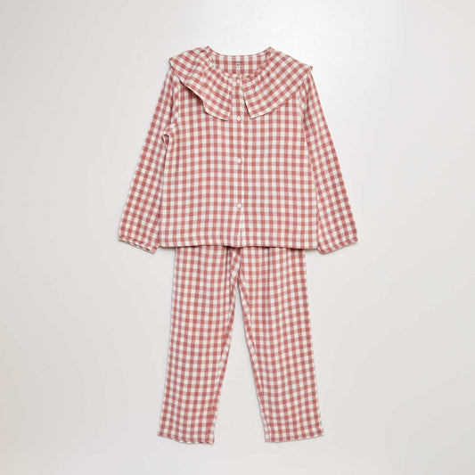 Long checked pyjama set - 2-piece set PINK