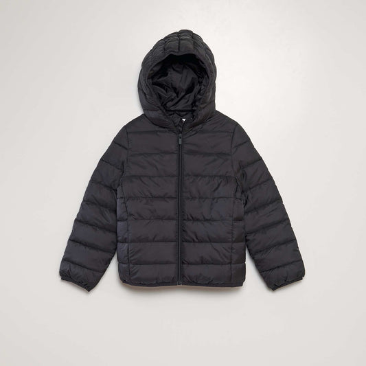 Quilted padded jacket with hood black