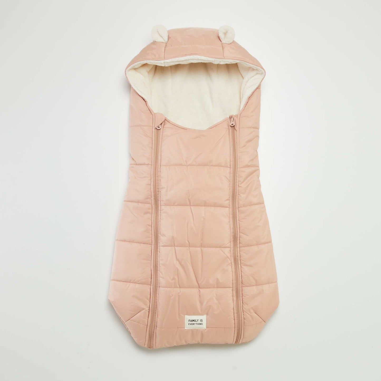 Quilted fleece sleeping bag with hood PINK