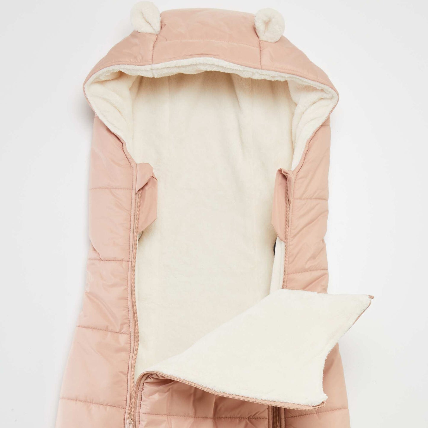 Quilted fleece sleeping bag with hood PINK