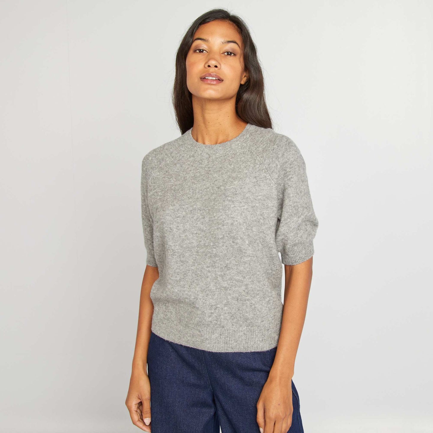 Short-sleeved sweater GREY