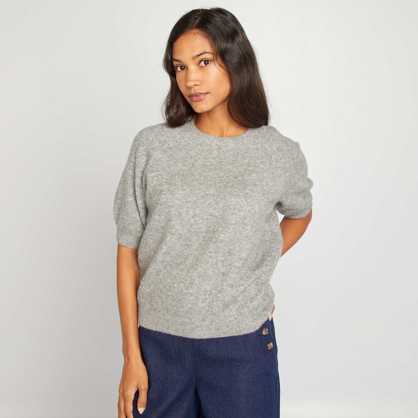 Short-sleeved sweater GREY