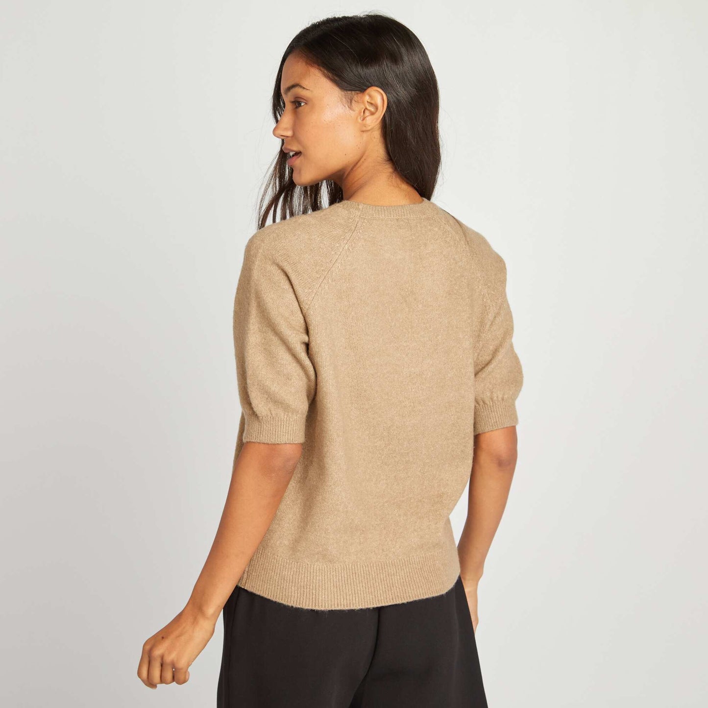 Short-sleeved sweater BROWN