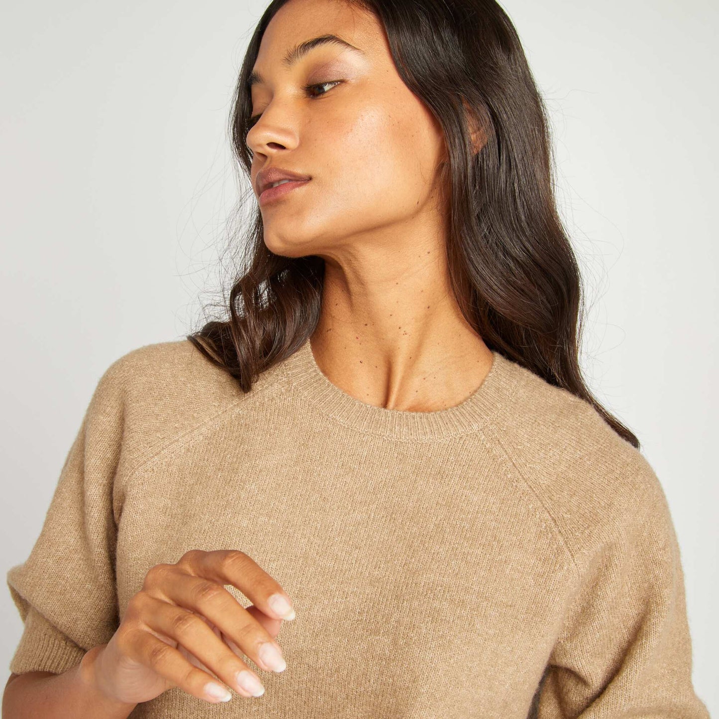 Short-sleeved sweater BROWN