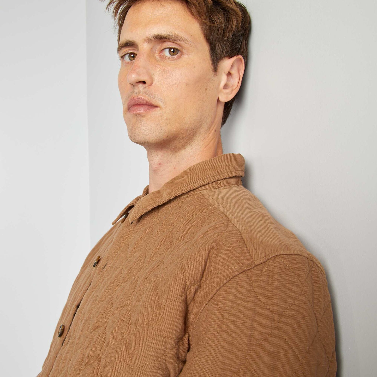 Quilted overshirt BROWN