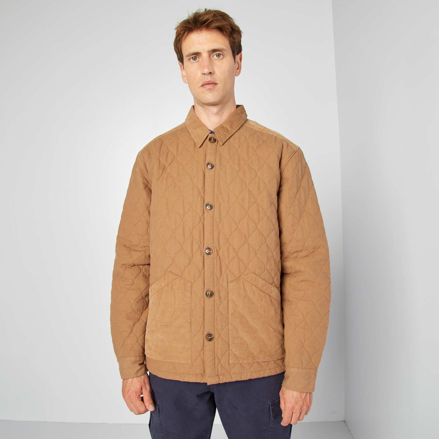 Quilted overshirt BROWN