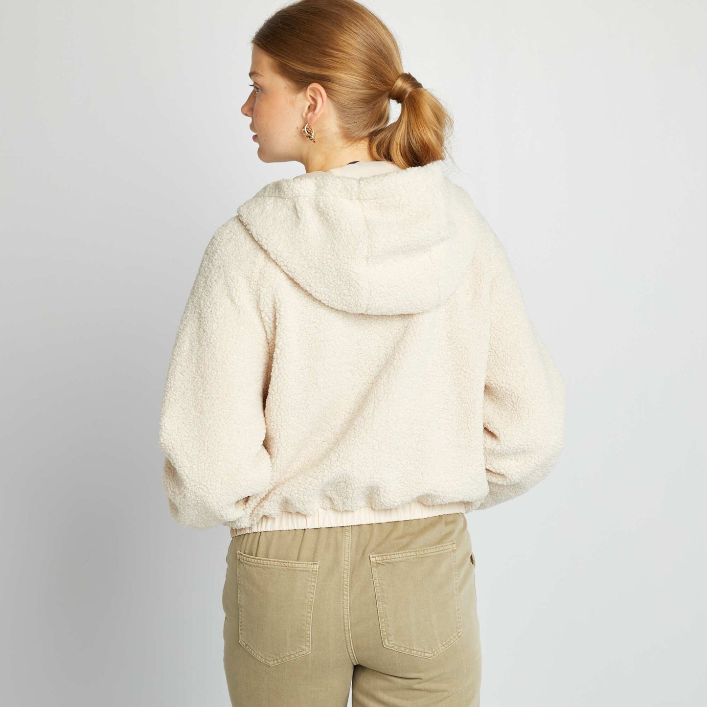 Sherpa hooded jacket BEIGE